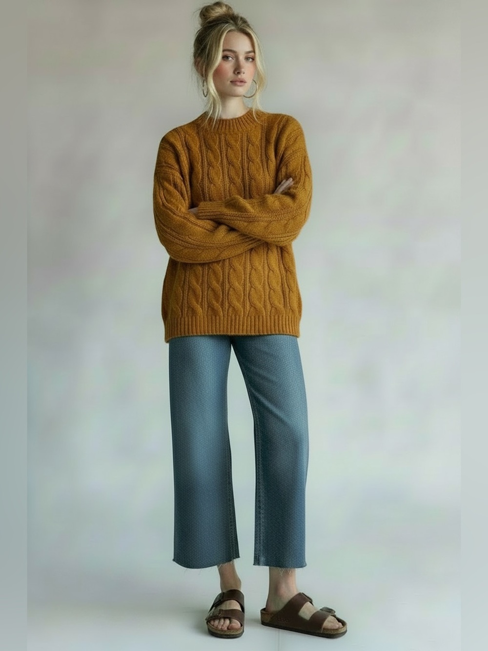 H&M Raw-Hem Wide-Leg Jeans - Medium Blue